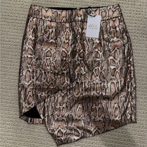 J.O.A. Snake Print Skirt - Brown and Cream